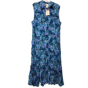 Bentley Plus Womens 20W Sleeveless Floral Print Maxi Dress Blue Rayon